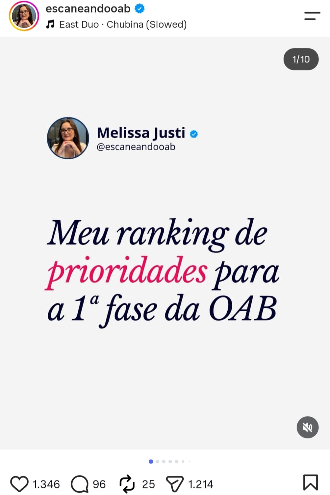 Post Meu ranking de prioridades para a primeira fase da OAB